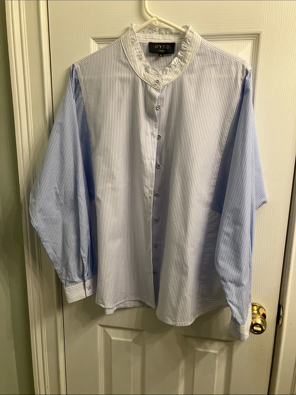 WYSE London Light Blue Pinstripe Women's Button-Down Shirt